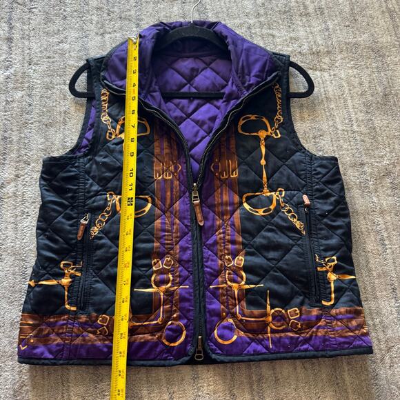 Lauren Ralph Lauren Vintage Equestrian Horse-Bit Reversible Quilted Vest P Large - Picture 7 of 8